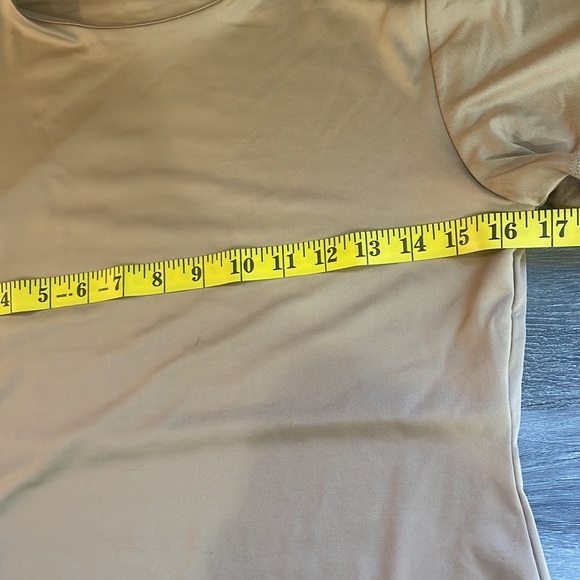 Gianni Bini Short Sleeve, Crew Neck, tan,brown, Bodysuit,Top,Large - Picture 9 of 12